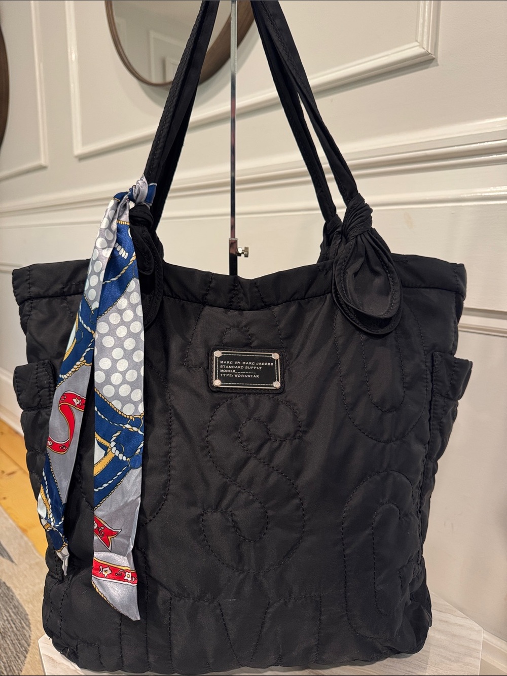Marc Jacobs Bag Large Standard Supply Logo Stitched Black Weekender Travel Tote - Picture 4 of 17
